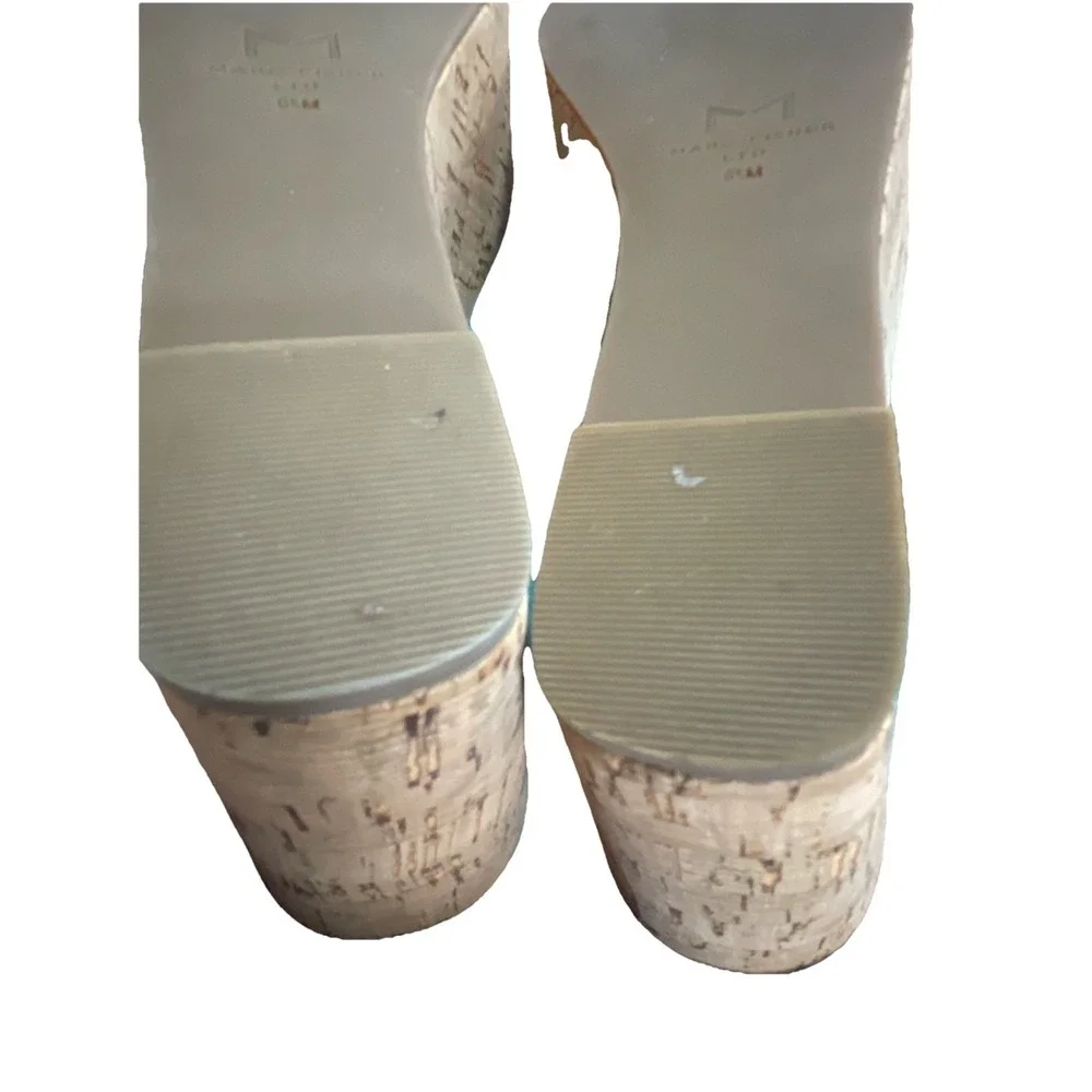 Marc Fisher LTD Cacie‎ Turquoise Suede Platform Sandal Buckle Women Sz 6.5 M Fun